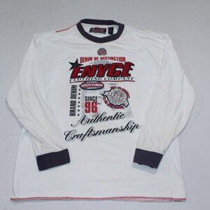 Enyce Men White Tee Shirt Long Sleeve Y2K Vintage Casual Size 2XL